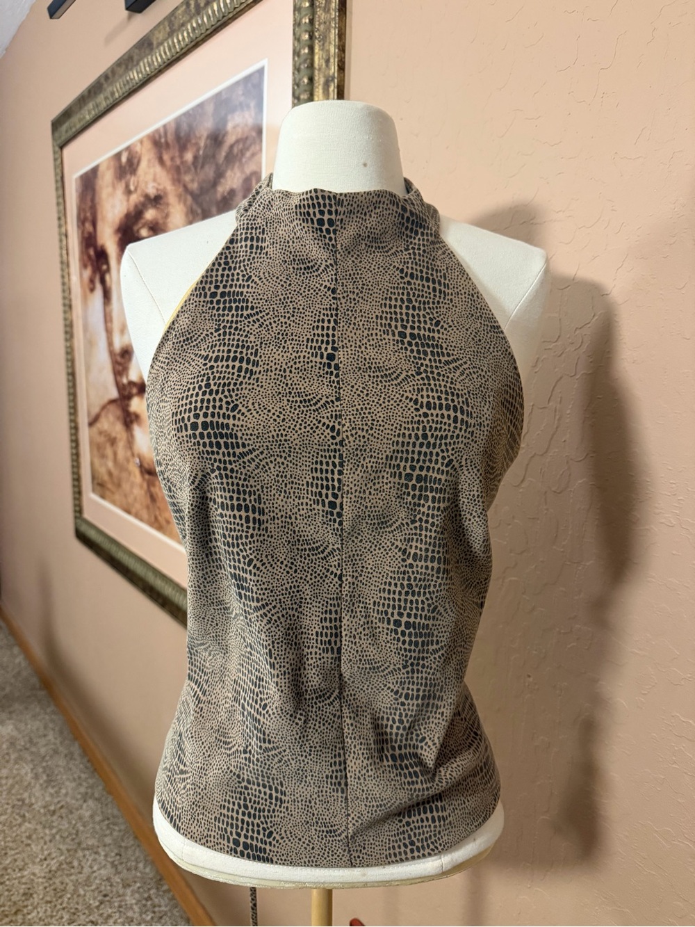 Studio Y Neutral Snake-Print Halter corset Top size 9/10